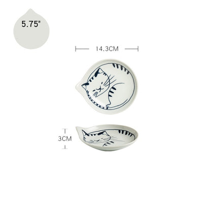 Cute Cat Plate Home Creative Ceramics Vertical striped cat 5.75inches