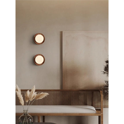 Cream Style Japanese Style Log Bedside Balcony Spherical Living Room TV Wall Wall Lamp