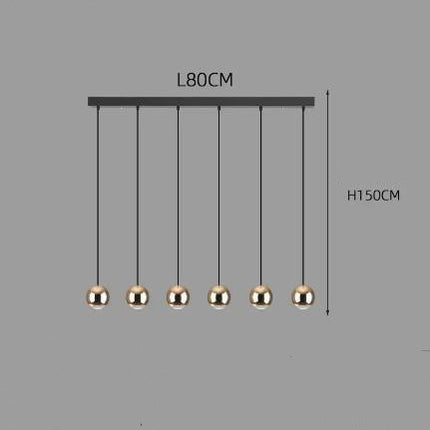 Living Room Ball Long Line Chandelier 6head golden long plate