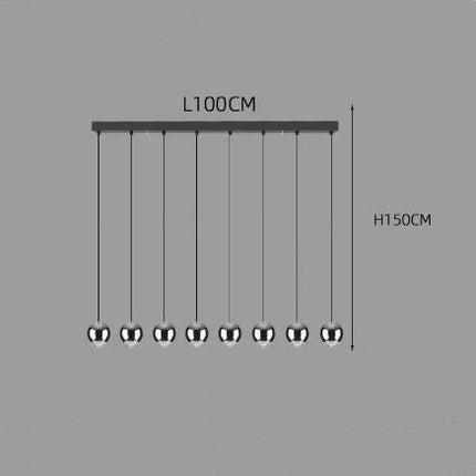 Living Room Ball Long Line Chandelier 8head long black dish