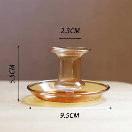 Creative Transparent Handmade Glass Candle Holder Decoration Ornaments Yellow
