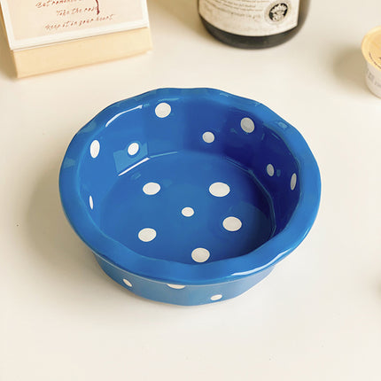 Cute Polka Dot Lace Bowl Blue