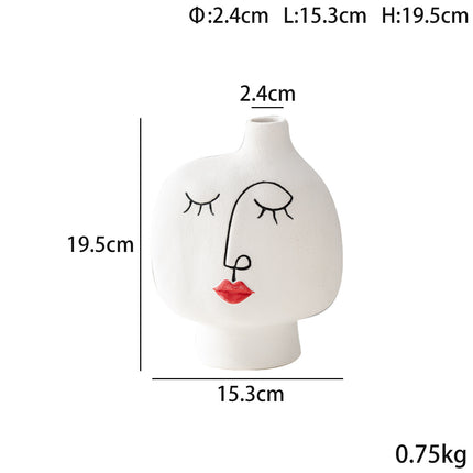 Hand-painted Face Plain Burning Ceramic Vase Soft Decoration V106 D