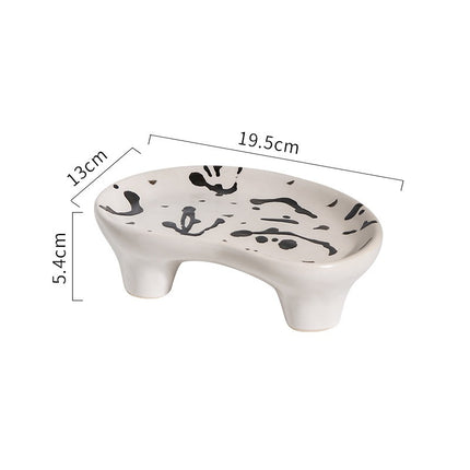 Hand Painted Speckled Zebra Leopard Cloud Irregular Shaped Ceramic Storage Tray Splash ink
