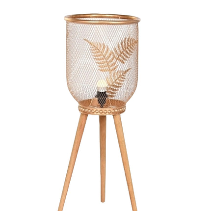 Desk lamp Home Decor Golden Metal Brown Pinewood