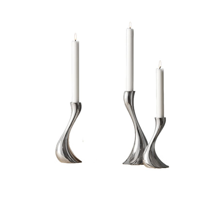 Graceful Curve Swan Ceramic Silver Plated Candle Holder