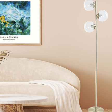 Floor Lamp Crystal Golden Metal Transparent