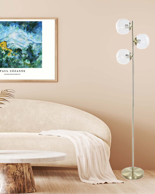 Floor Lamp Crystal Golden Metal Transparent