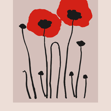 Boho Red Poppies Poster