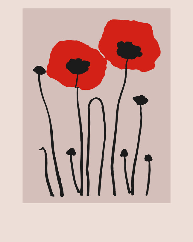 Boho Red Poppies Poster