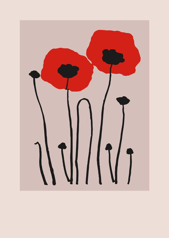 Boho Red Poppies Poster