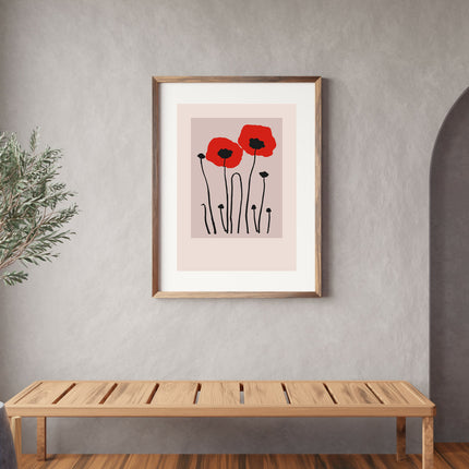 Boho Red Poppies Poster