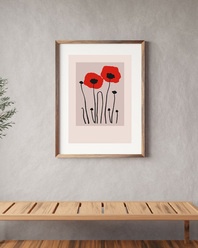 Boho Red Poppies Poster