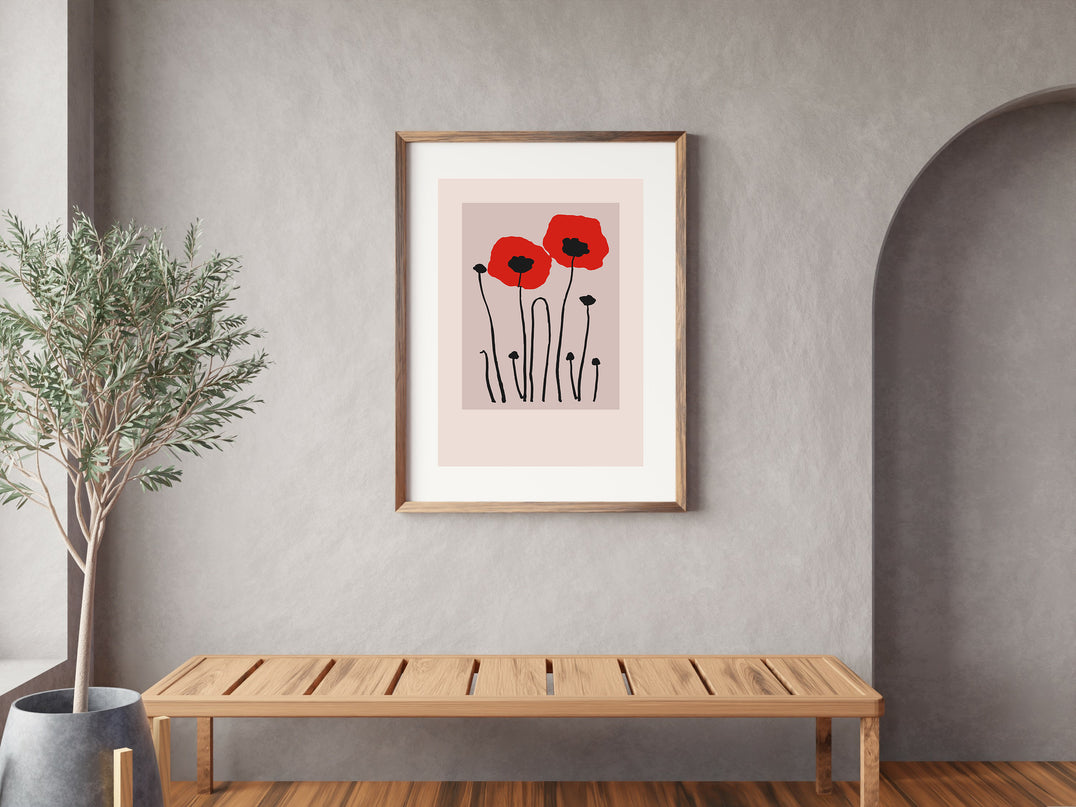 Boho Red Poppies Poster