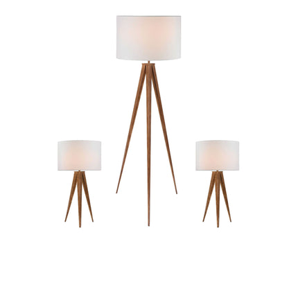Floor Lamp Brown Wood Metal Aluminium