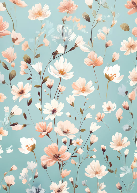 Blue Floral Poster