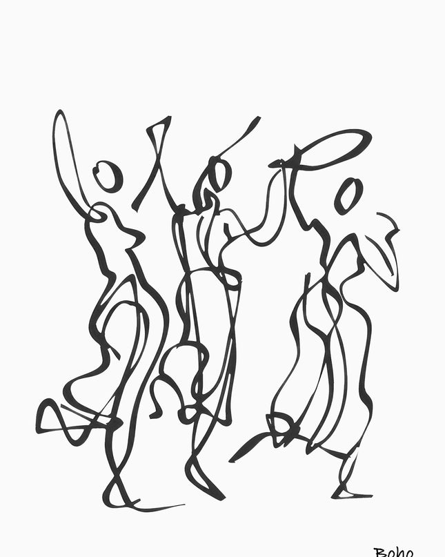 Dancing Abstract Lines Boho Poster