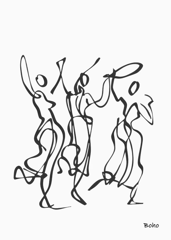 Dancing Abstract Lines Boho Poster