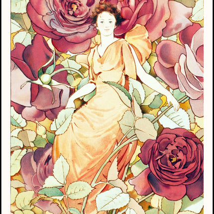 Laura Coombs Hills - Woman Enframed in Flowers