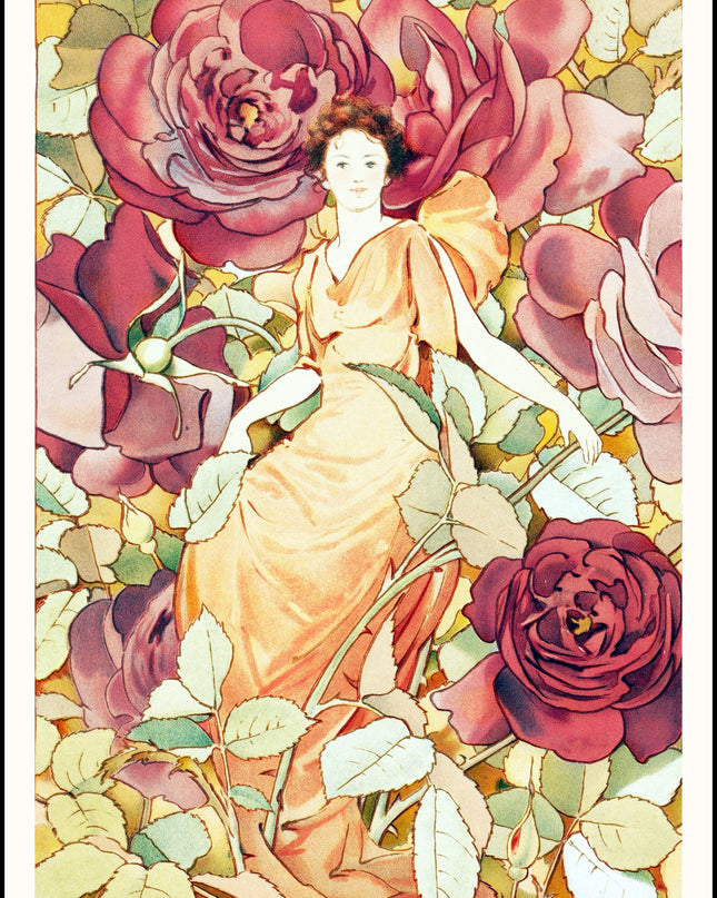 Laura Coombs Hills - Woman Enframed in Flowers