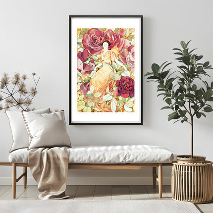 Laura Coombs Hills - Woman Enframed in Flowers