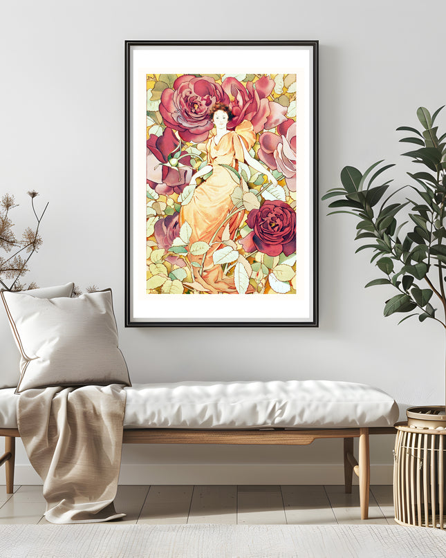 Laura Coombs Hills - Woman Enframed in Flowers