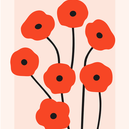 Red Floral Shapes Poster