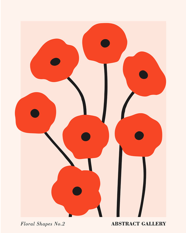Red Floral Shapes Poster