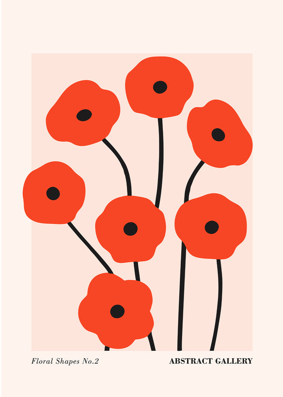 Red Floral Shapes Poster