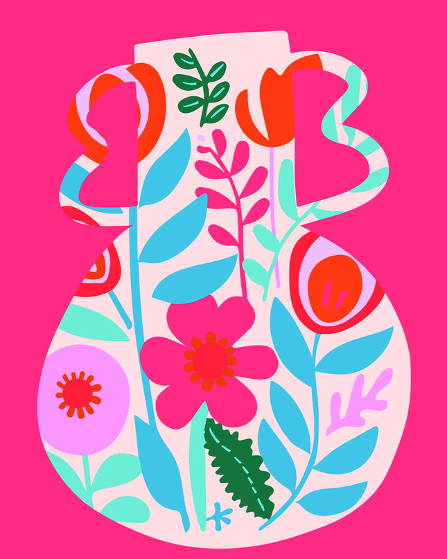 Pink Floral Vase Poster