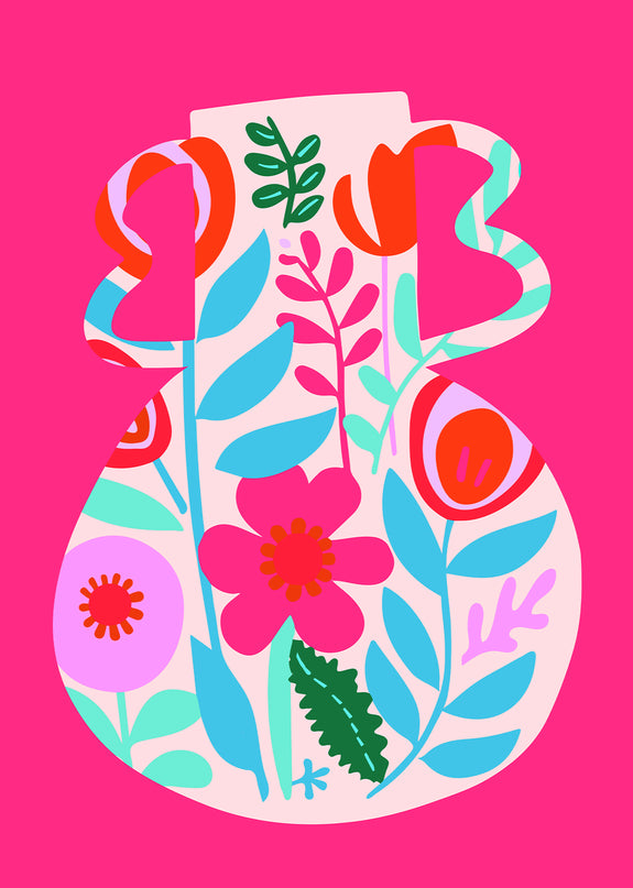 Pink Floral Vase Poster