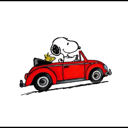 Snoopy In a Red Car