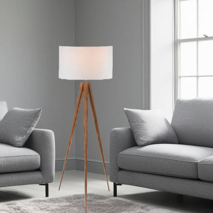 Floor Lamp Brown Wood Metal Aluminium